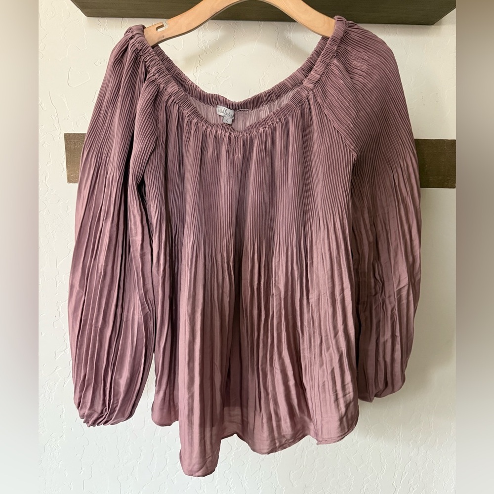 Wishlist Apparel|Accordion pleated bubble long sleeve blouse,mauve color•••LARGE